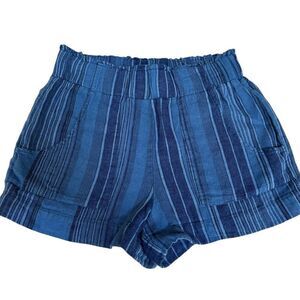Indigo Rein Blue Striped linen blend Shorts Size M